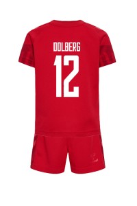 Tanska Kasper Dolberg #12 Jalkapallovaatteet Lasten Kotipeliasu MM-kisat 2022 Lyhythihainen (+ Lyhyet housut)
